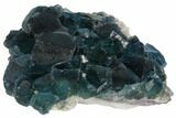 Blue-Green Fluorite Crystal Cluster on Quartz - China #128800-1